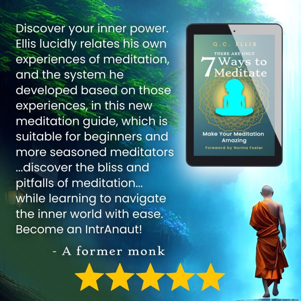 5 star reader review: "Discover your inner power. Ellis lucidly relates his own experiences of meditation, and the system he developed based on those experiences, in this new meditation guide, which is suitable for beginners and more seasoned meditators ...discover the bliss and pitfalls of meditation... while learning to navigate the inner world with ease. Become an IntrAnaut!" A former monk